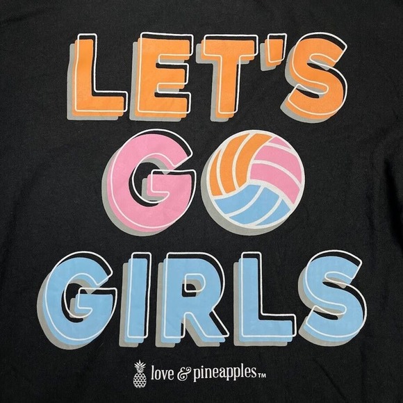 Love & Pineapples Lets Go Girls Tee Thrifted Vintage Style Size S - Picture 9 of 11
